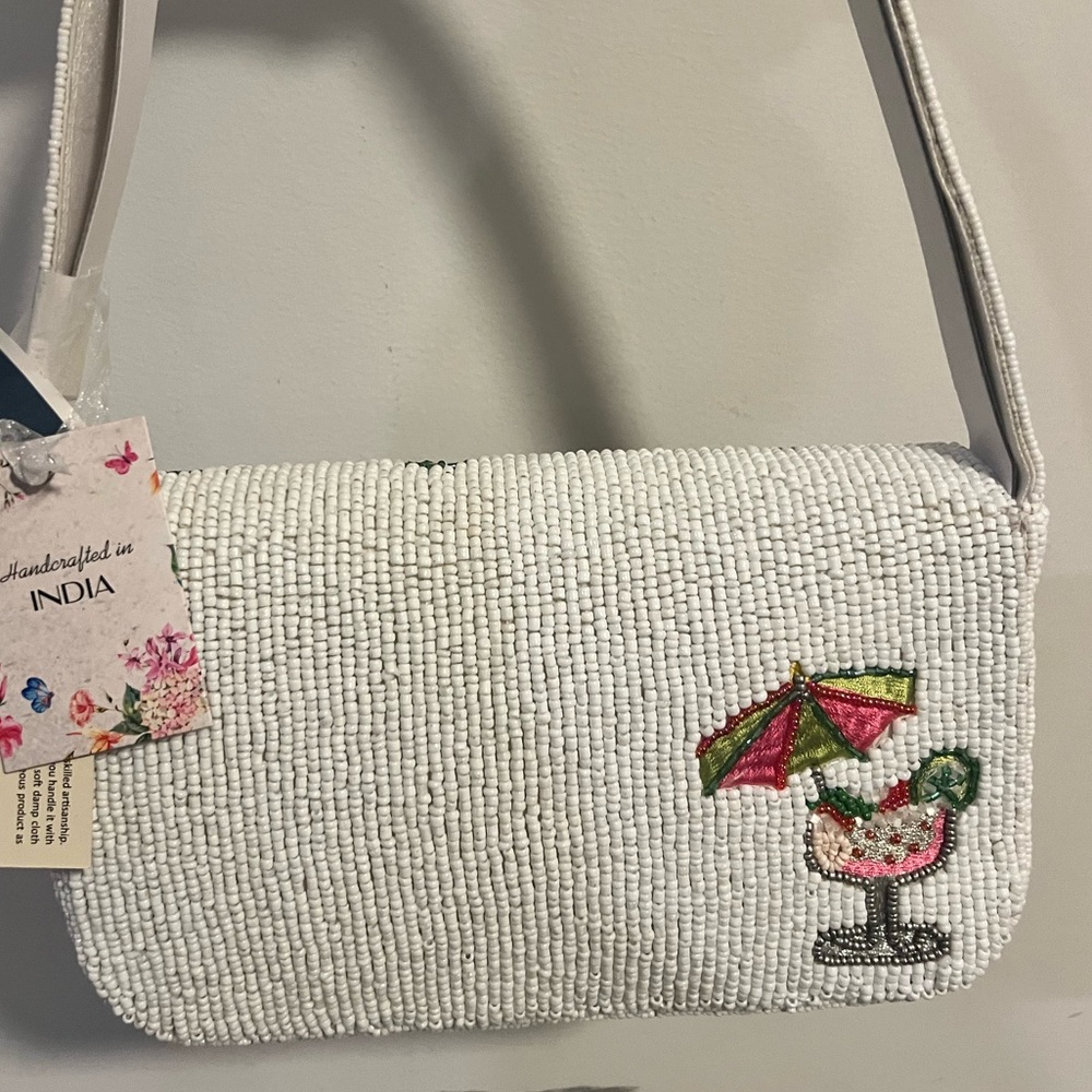 Viral TikTok White Beaded Cocktail Design Women's Bag - Picture 2 of 2